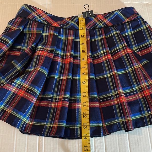 ♻️📸La Senza Blue Red Yellow Green Plaid Pleated Mini Skirt size Medium - Picture 12 of 12